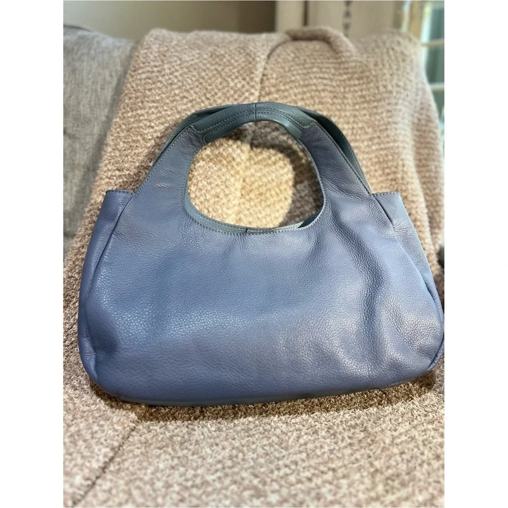 The Sak Rylan Medium Leather Satchel‎ Bag Slate Blue Euc